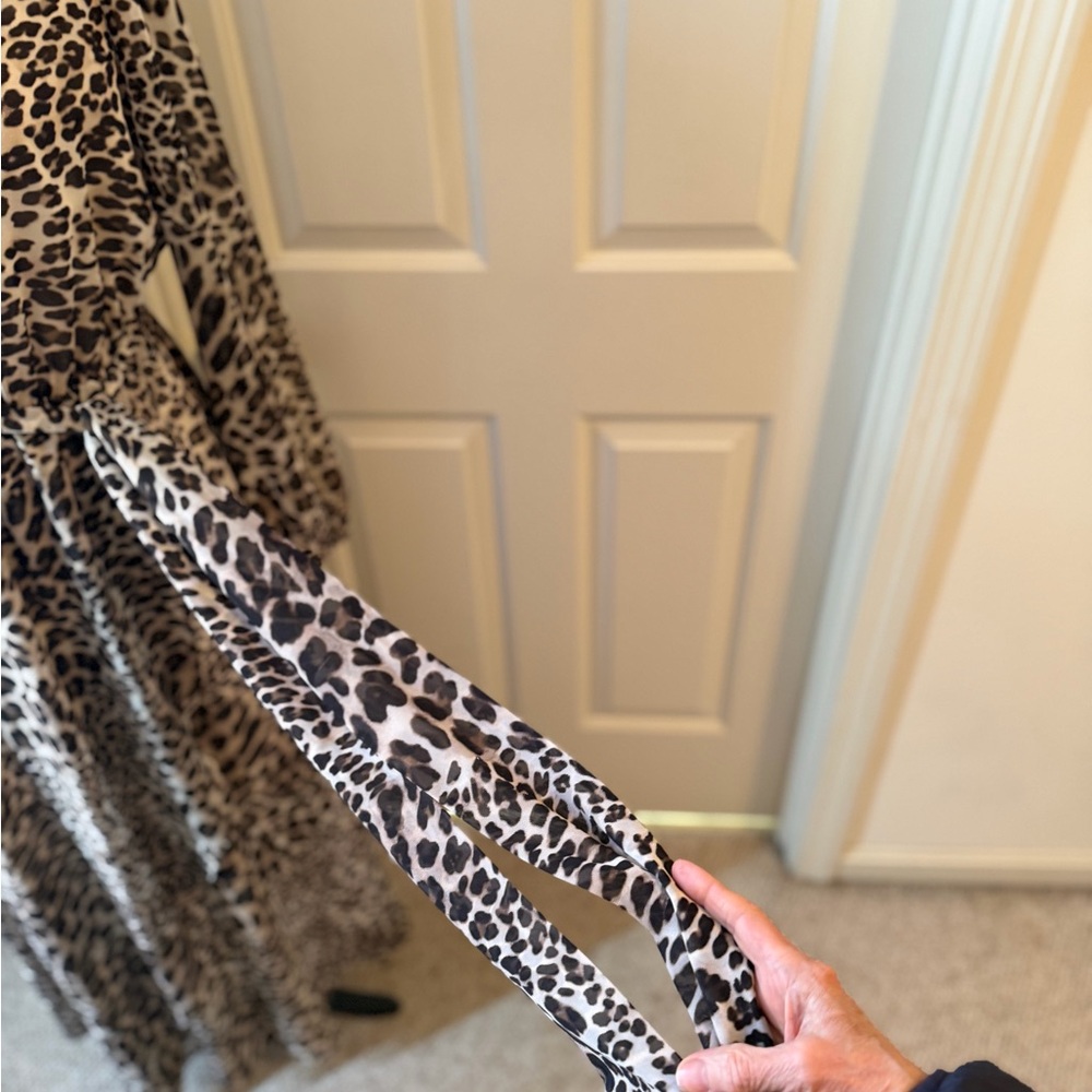 INC Leopard Print Long Sleeve Wrap Maxi Dress - Picture 4 of 6